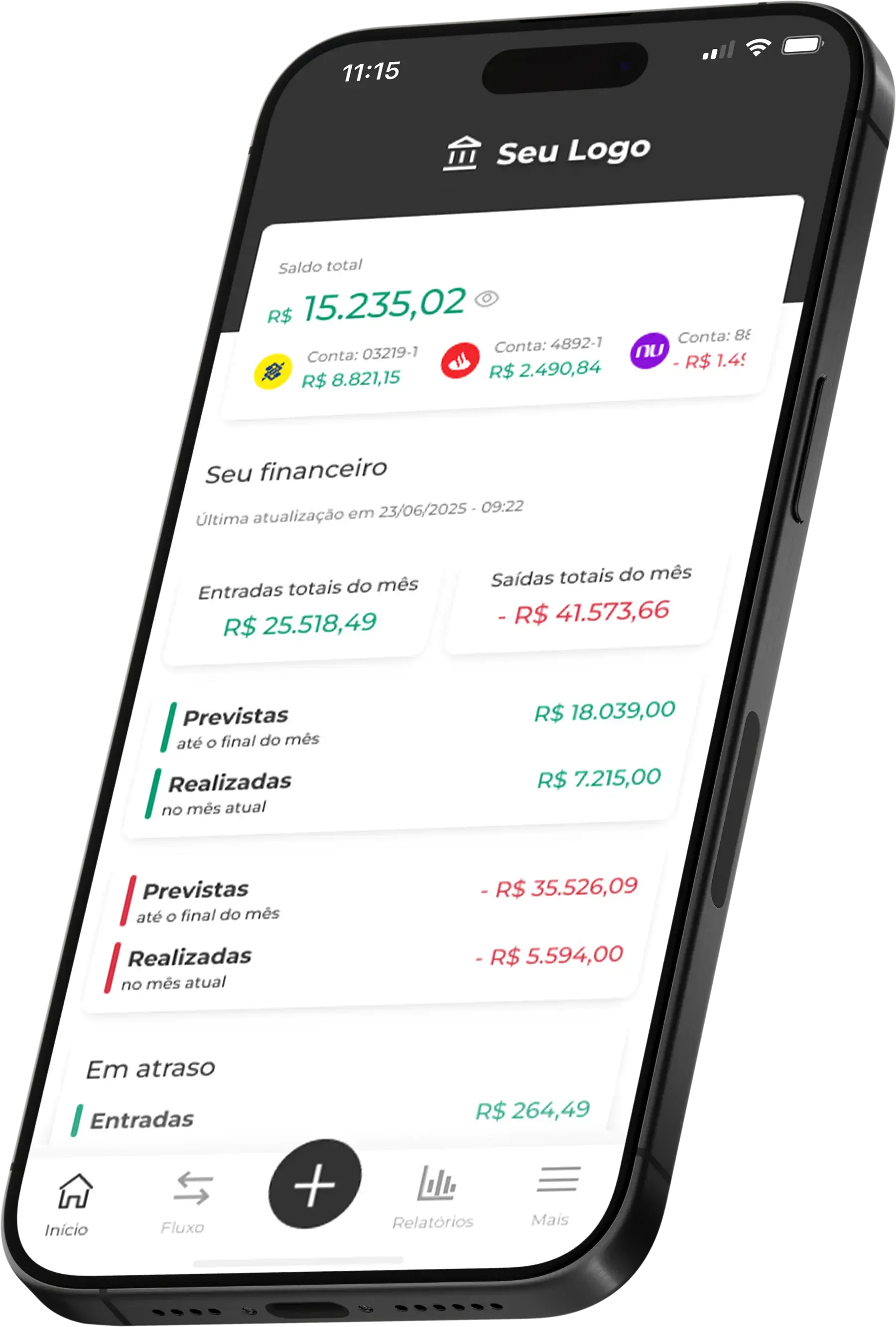 Imagem de dois celulares com gráficos e dados financeiros