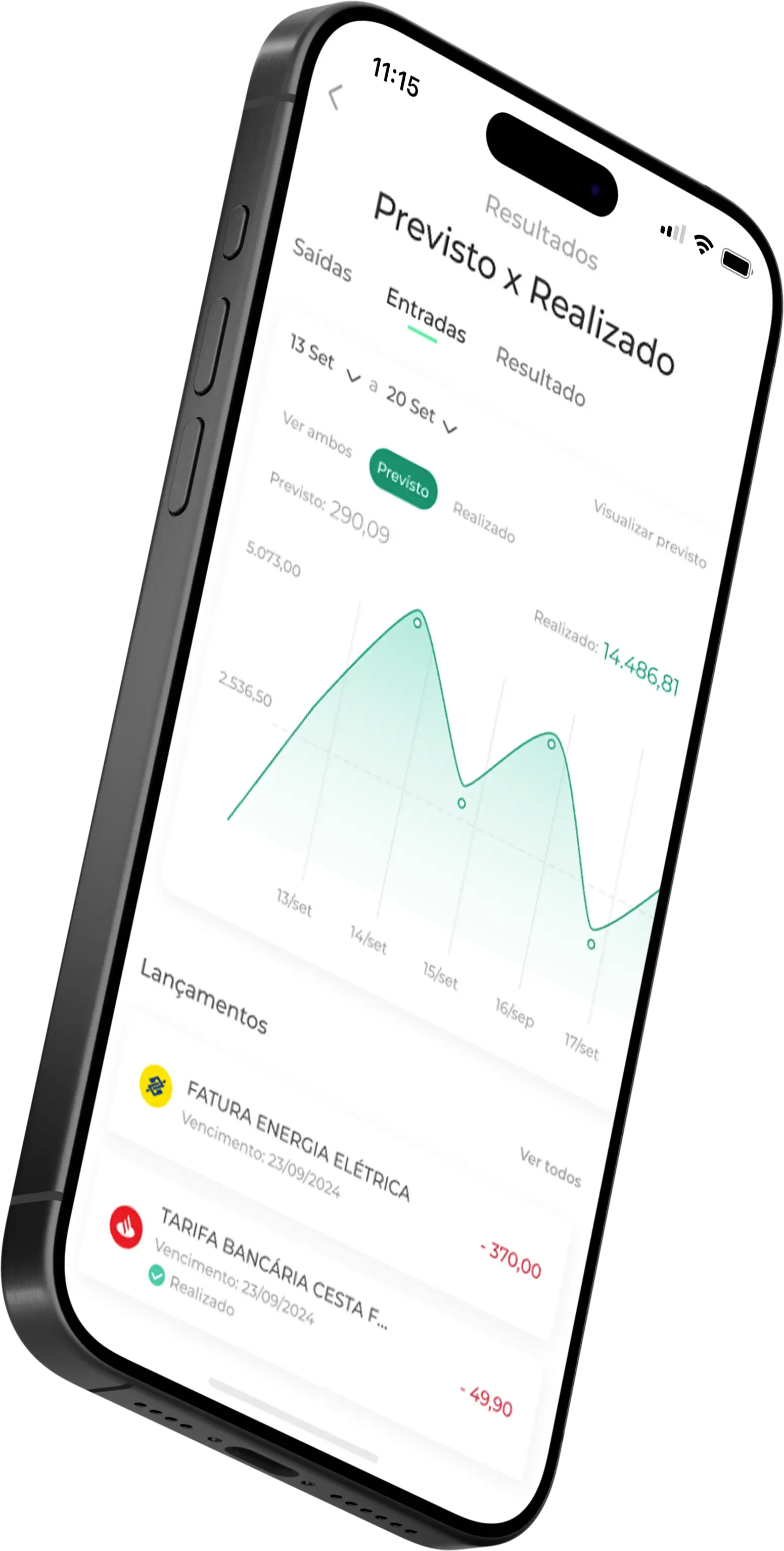 Imagem de dois celulares com gráficos e dados financeiros